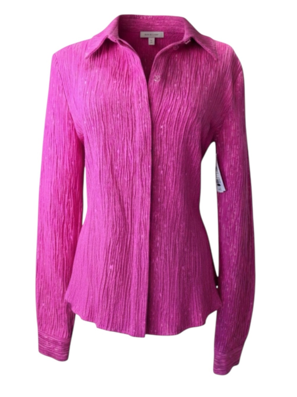 Stine Goya Pink Crinkle Shirt XS | Long Sleeve Button-Up with Lace-Up Back | NWT